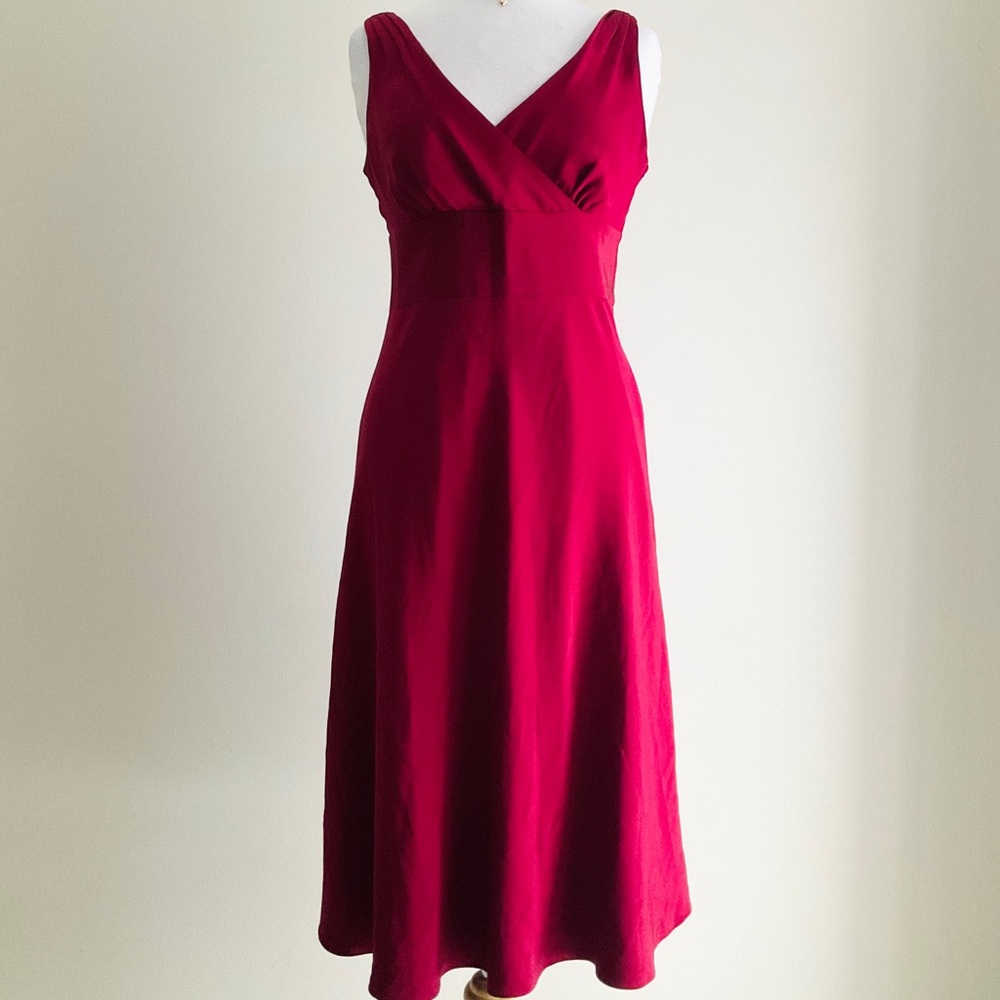 J. Crew Elegant Red Satin Midi Dress